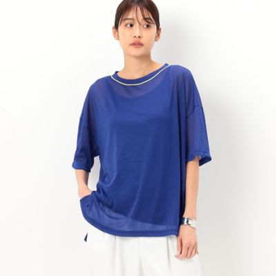 〔　＋サイズ　〕　【洗える】トリコットシフォン　クルーネックＴシャツ（７８２１ＥＣ１６）