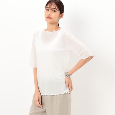 Gabardine K.T+ (Women/大きいサイズ)/ギャバジンケーティープラス 〔　＋サイズ　〕　【洗える】シアーテレコ　Ｔシャツ（７８２１ＥＣ１７）