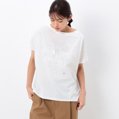 〔　＋サイズ　〕　【洗える】プレーティング天竺　手書きプリントＴシャツ（７８２１ＥＣ１８）