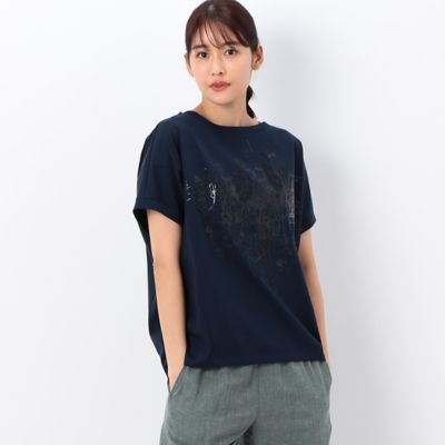 〔　＋サイズ　〕　【洗える】プレーティング天竺　手書きプリントＴシャツ（７８２１ＥＣ１８）