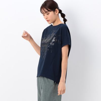 〔　＋サイズ　〕　【洗える】プレーティング天竺　手書きプリントＴシャツ（７８２１ＥＣ１８）