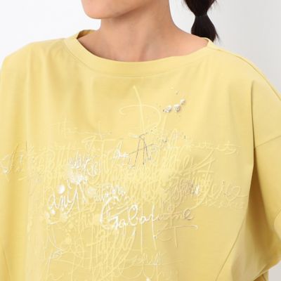 〔　＋サイズ　〕　【洗える】プレーティング天竺　手書きプリントＴシャツ（７８２１ＥＣ１８）