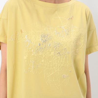〔　＋サイズ　〕　【洗える】プレーティング天竺　手書きプリントＴシャツ（７８２１ＥＣ１８）