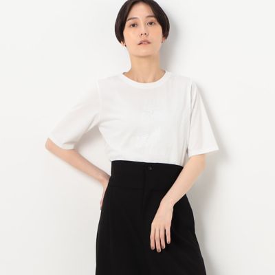 ＜三越伊勢丹/公式＞【送料無料】Gabardine K.T+ (Women/大きいサイズ)/ギャバジンケーティープラス 〔 ＋サイズ 〕 プレーティング天竺 スクエアプリント シロ トップス【三越伊勢丹/公式】