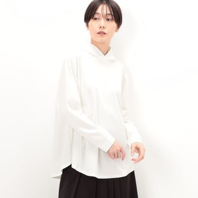 ＜Gabardine K.T+ (Women/大きいサイズ)＞〔　＋サイズ　〕　ハイゲージポンチ　立襟風フードプルオーバー（７８２１ＥＥ０３）