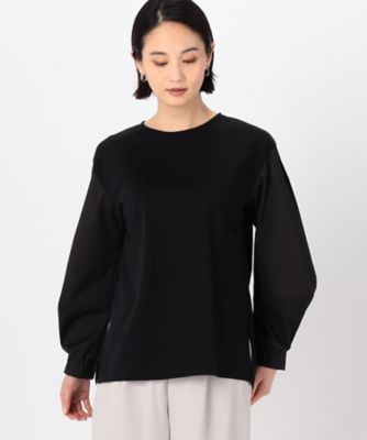 〔　＋サイズ　〕　ポンチ　袖パフプルオーバー（７８２１ＥＧ０２）