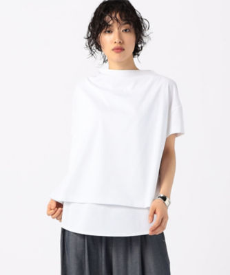 ＜Gabardine K.T+ (Women/大きいサイズ)＞〔　＋サイズ　〕　　プレーティング天竺　コンビＴシャツ（７８２１ＥＧ１４）