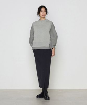 〔　＋サイズ　〕　ポンチ　袖パフカットソー（７８２１ＥＫ０２）