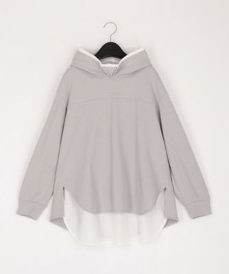 ＜Gabardine K.T+ (Women/大きいサイズ)＞〔　＋サイズ　〕　ブークレダンボール　レイヤード風フード付トレーナー（７８２１ＥＫ０４）