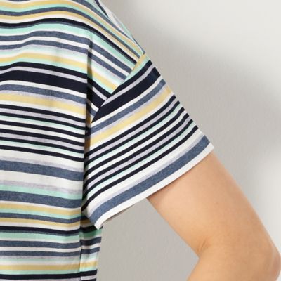 〔＋サイズ〕【ウォッシャブル】綿天竺　マルチボーダーカットソー（７８２１ＥＹ１１）