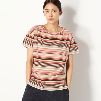〔＋サイズ〕【ウォッシャブル】綿天竺　マルチボーダーカットソー（７８２１ＥＹ１１）