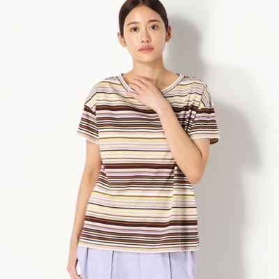 〔＋サイズ〕【ウォッシャブル】綿天竺　マルチボーダーカットソー（７８２１ＥＹ１１）
