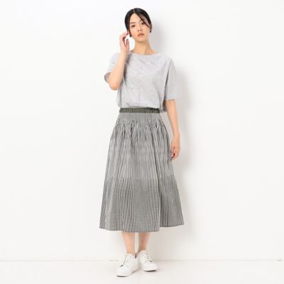 〔＋サイズ〕【洗える】プレーティング天竺　チェック柄刺繍プルオーバー（７８２１ＥＹ２１）