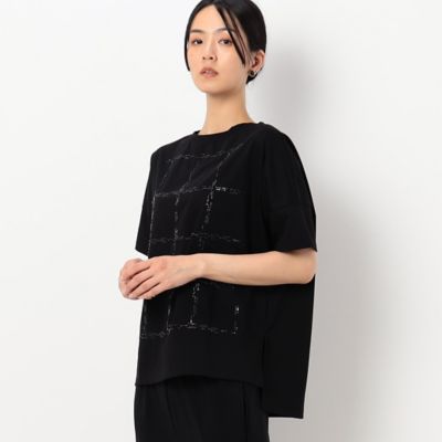 〔＋サイズ〕【洗える】プレーティング天竺　チェック柄刺繍プルオーバー（７８２１ＥＹ２１）