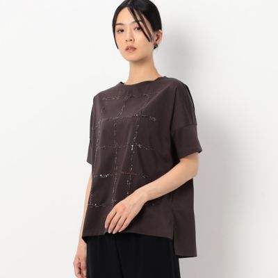 〔＋サイズ〕【洗える】プレーティング天竺　チェック柄刺繍プルオーバー（７８２１ＥＹ２１）