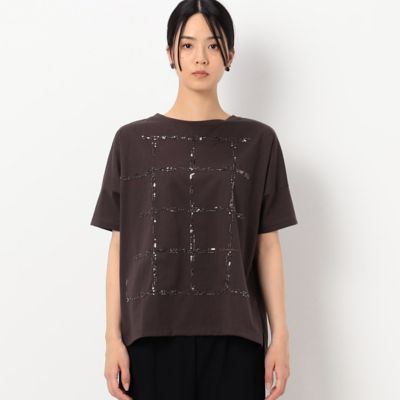 〔＋サイズ〕【洗える】プレーティング天竺　チェック柄刺繍プルオーバー（７８２１ＥＹ２１）