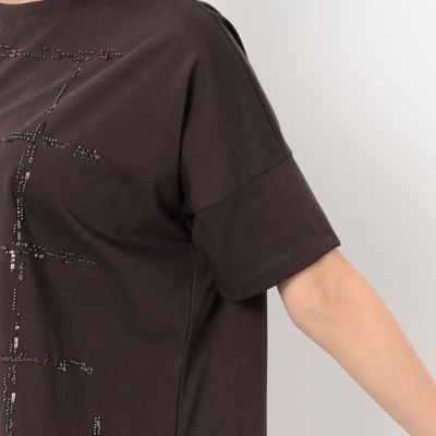 〔＋サイズ〕【洗える】プレーティング天竺　チェック柄刺繍プルオーバー（７８２１ＥＹ２１）