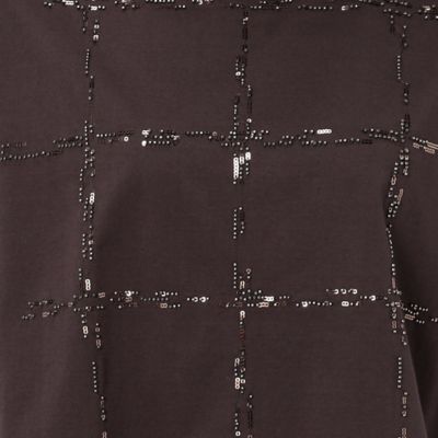 〔＋サイズ〕【洗える】プレーティング天竺　チェック柄刺繍プルオーバー（７８２１ＥＹ２１）