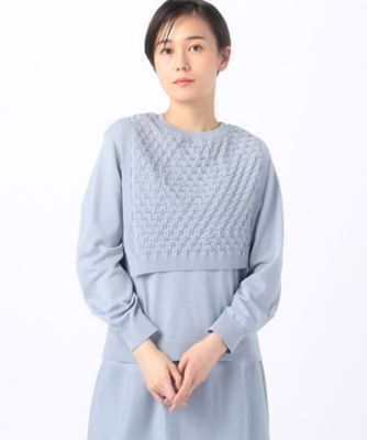Gabardine K.T+ (Women/大きいサイズ)/ギャバジンケーティープラス 〔 +サイズ 〕 【セットアップ対応/前後2WAY/ツインニット】ブライトストレッチヤーン ベスト付セーター(7830IG02)