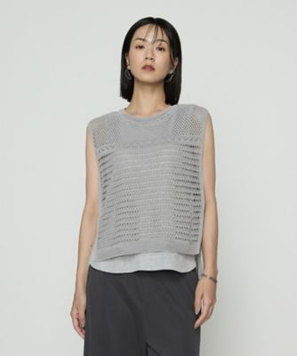＜Gabardine K.T+ (Women/大きいサイズ)＞〔　＋サイズ　〕　コイルヤーン　レーシーベスト（７８３０ＩＬ０１）