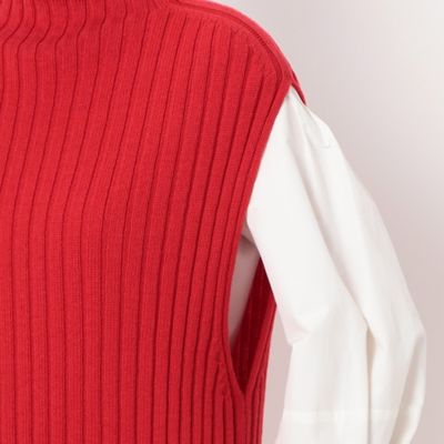 〔＋サイズ〕【洗える】エアリーウール　ワイドリブベスト（７８３１ＩＡ０３）