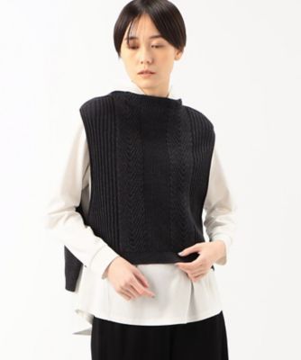 〔　＋サイズ　〕　オフスケールエキストラファインメリノ　ヘリンボーン柄ニットベスト（７８３５ＩＦ１４）