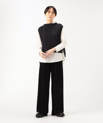 〔　＋サイズ　〕　オフスケールエキストラファインメリノ　ヘリンボーン柄ニットベスト（７８３５ＩＦ１４）