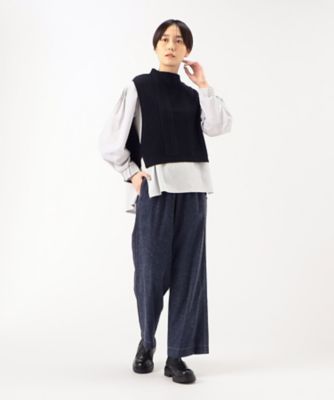 〔　＋サイズ　〕　オフスケールエキストラファインメリノ　ヘリンボーン柄ニットベスト（７８３５ＩＦ１４）