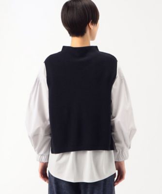 〔　＋サイズ　〕　オフスケールエキストラファインメリノ　ヘリンボーン柄ニットベスト（７８３５ＩＦ１４）