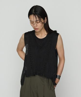 ＜Gabardine K.T+ (Women/大きいサイズ)＞〔　＋サイズ　〕　ハイグレードラミー　シアー×ラメレースベスト（７８３５ＩＫ１３）