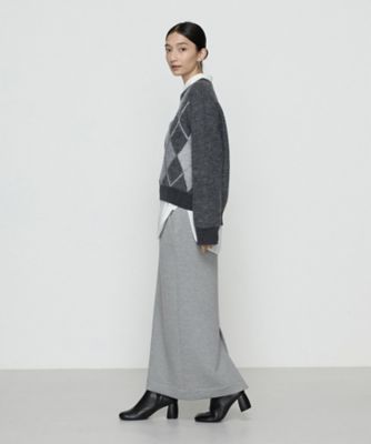 ＋サイズ 〕 ジャカード アーガイルニットセーター（7837IM10