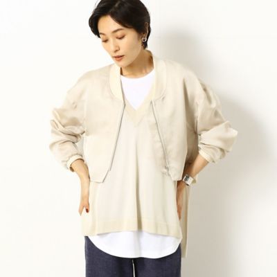 激安通販の ＋サイズ〕【洗える】シアーサテン シアーブルゾン ジャケット・アウター