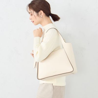 S横長スタイル帆布トート〈グレージュベース×くろ〉 トート