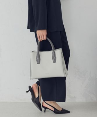 MONO COMME CA (Women)/モノコムサ 型押しハンドルバッグ(9520BM17) グレー ハンドバッグ【三越伊勢丹/公式】