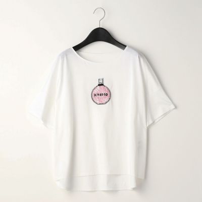 ＜COMME CA Sサイズ (Women/小さいサイズ)＞〔Ｓサイズ〕香水瓶モチーフ　刺繍Ｔシャツ（９６０２ＥＡ０２）