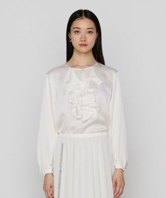 ＜COMME CA Sサイズ (Women/小さいサイズ)＞〔　Ｓサイズ　〕　トリアセバックサテンジョーゼット　ラッフルブラウス（９６０２ＨＫ０２）