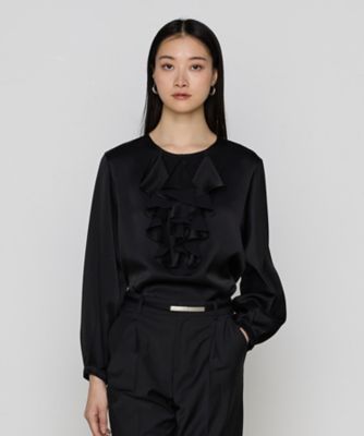〔　Ｓサイズ　〕　トリアセバックサテンジョーゼット　ラッフルブラウス（９６０２ＨＫ０２）