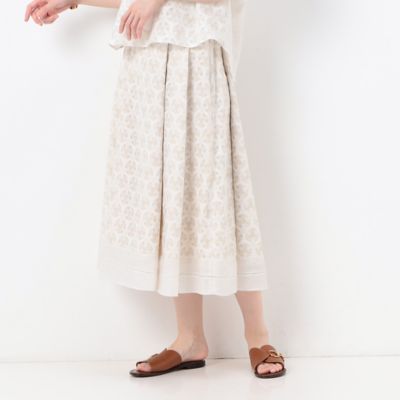 ＜COMME CA Sサイズ (Women/小さいサイズ)＞〔　Ｓサイズ　〕　【セットアップ対応】七宝調ジオメトリックオパールプリント　タックフレアスカート（９６０３ＦＤ０１）