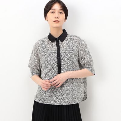 ＜COMME CA Sサイズ (Women/小さいサイズ)＞〔　Ｓサイズ　〕　コットン／ポリエステル　　バイカラーレースシャツブラウス（９６０３ＨＥ０１）