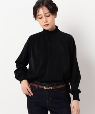 ＜三越伊勢丹/公式＞【SALE】COMME CA Sサイズ (Women/小さいサイズ)/コムサ エスサイズ 〔Sサイズ〕起毛ストレッチサテン リブギャザープルオーバー クロ トップス【三越伊勢丹/公式】