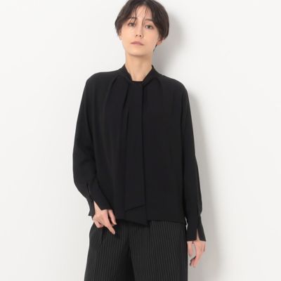 【SALE】COMME CA Sサイズ (Women/小さいサイズ)/コムサ エスサイズ 〔 Sサイズ 〕 トリアセコットンサテン ボウタイブラウス(9604HE05) クロ トップス【三越伊勢丹/公式】