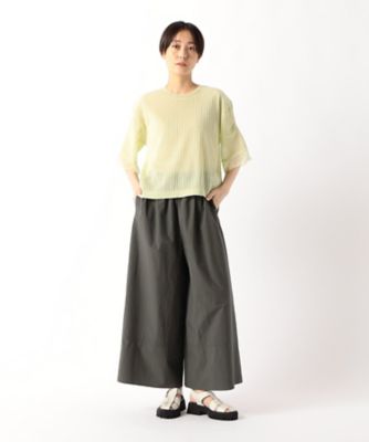 Sサイズ 〕 コットンタイプライター ギャザーワイドパンツ