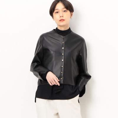 〔　Ｓサイズ　〕　フェイクレザー　メタル釦　ショートジャケット（９６０７ＶＣ０１）