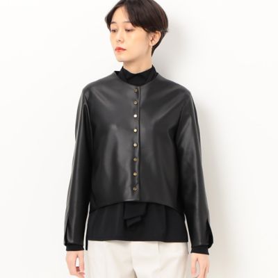 〔　Ｓサイズ　〕　フェイクレザー　メタル釦　ショートジャケット（９６０７ＶＣ０１）