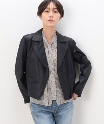 ＜COMME CA Sサイズ (Women/小さいサイズ)＞〔　Ｓサイズ　〕　ポンチフェイクレザーエンボス　ライダースジャケット（９６０７ＶＥ０２）