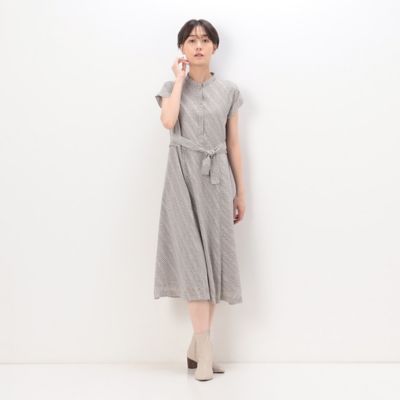 ＜COMME CA Sサイズ (Women/小さいサイズ)＞〔　Ｓサイズ　〕　カットジャカードドットプリント　バンドカラーシャツドレス（９６０８ＯＥ０１）