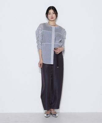 Sサイズ 〕 コットンシルク シアーストライプシャツ 