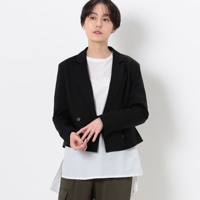 ＜COMME CA Sサイズ (Women/小さいサイズ)＞〔　Ｓサイズ　〕　キュプラストレッチサテン　クロップドジャケット（９６１２ＪＣ０３）