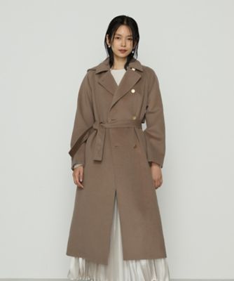 Sサイズ 〕 アンゴラウール ロングトレンチコート（9615WM05