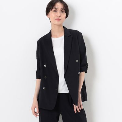 ＜COMME CA Sサイズ (Women/小さいサイズ)＞〔　Ｓサイズ　〕　【セットアップ対応】リネントリアセテートストレッチ　ダブルブレストジャケット（９６１６ＪＣ０４）
